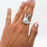 Sterling Silver Rabbit Ring: Heavy Solid Bunny Statement Jewelry