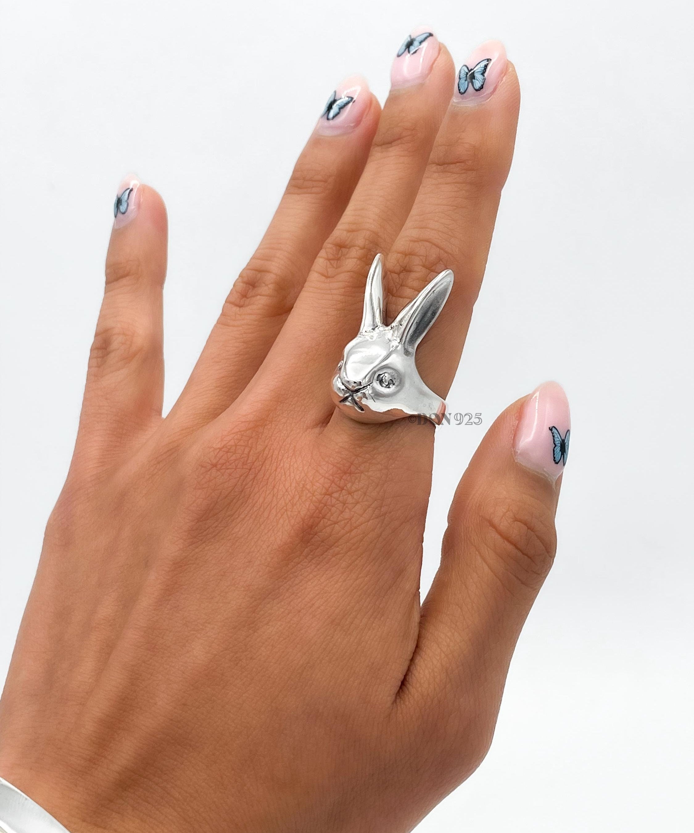 Sterling Silver Rabbit Ring: Heavy Solid Bunny Statement Jewelry