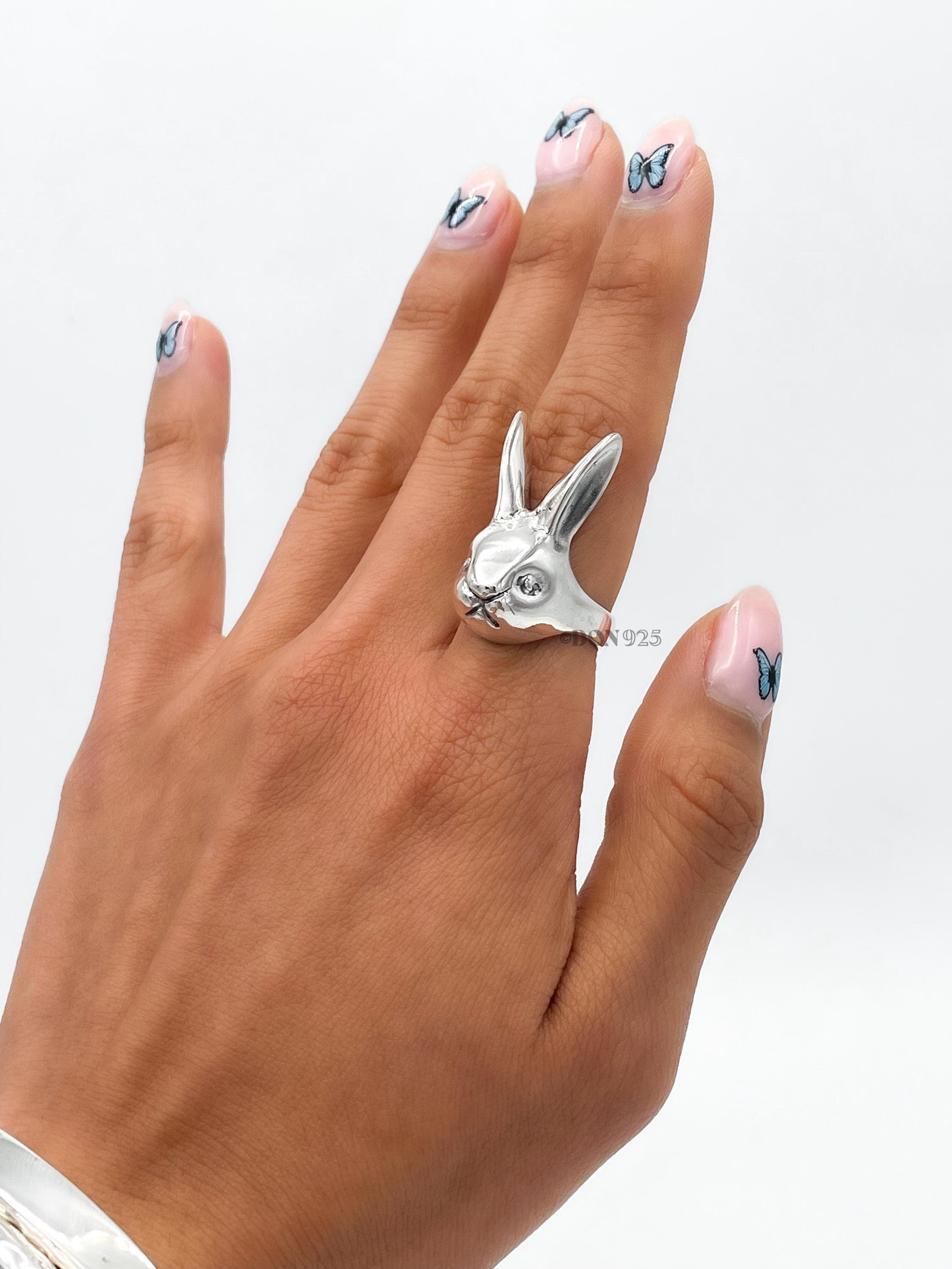 Sterling Silver Rabbit Ring: Heavy Solid Bunny Statement Jewelry