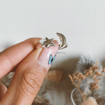 Sterling Silver Moon and Star Ring: Minimalist Lightweight Jewelry