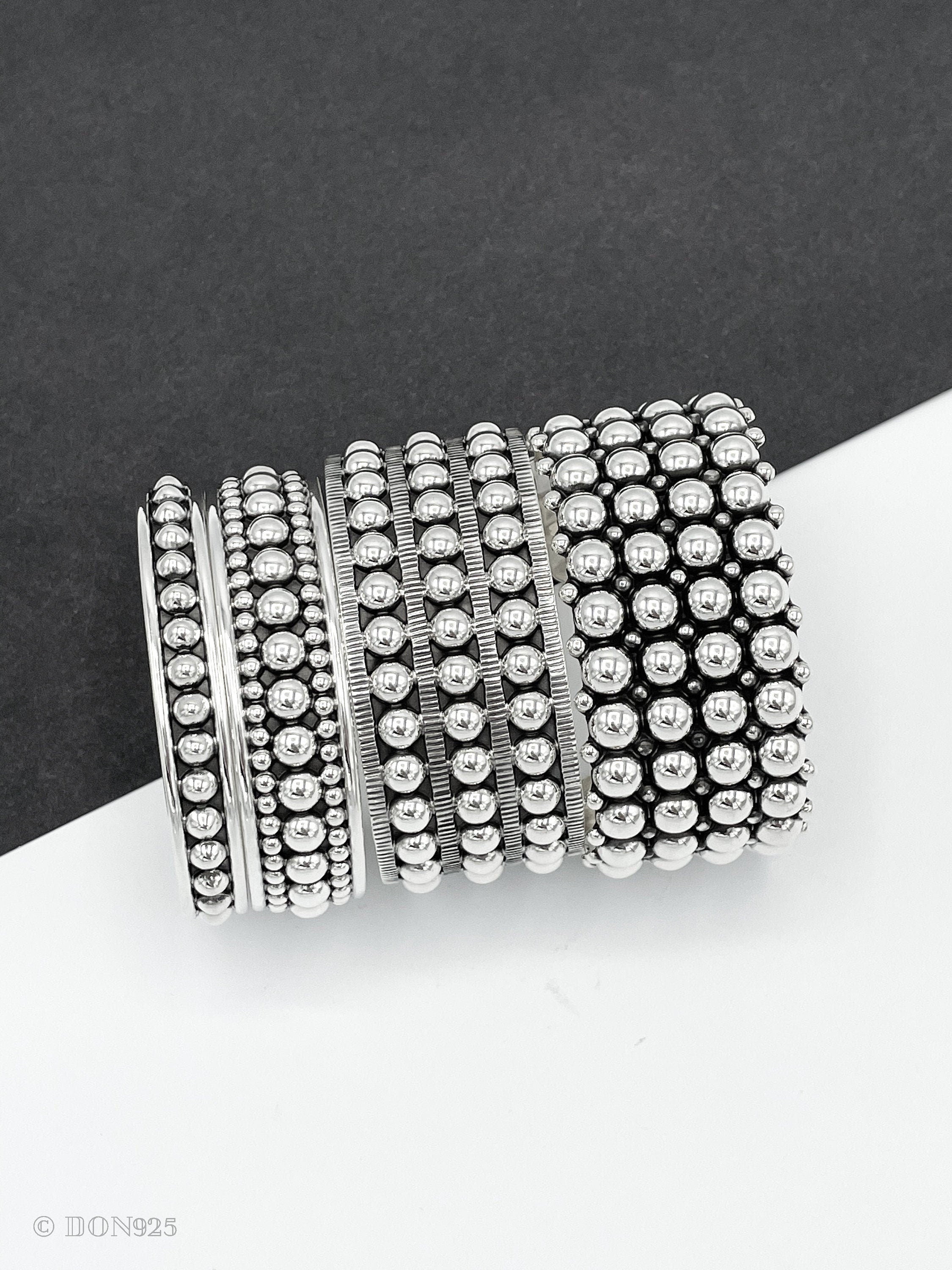 Sterling Silver Dome Cuff: Chunky Southwestern Studded Bracelet