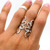 Sterling Silver Butterfly Ring: Wrap Abstract Heart Design, Boho Statement Jewelry