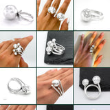 Sterling Silver Disco Ball Ring: Hammered Dome Geometric Band
