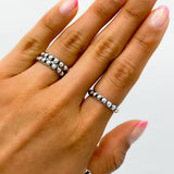 Sterling Silver Dot Ring: Dainty Minimalist Dome Stacking Band, Studded Jewelry