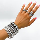 Sterling Silver Southwestern Studded Bangle: Inclusive Sizes