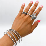 Skynny Sterling Silver Dotted Bangle Bracelet: Studded Jewelry