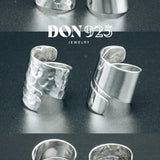 Wide Sterling Silver Wrap Ring: Adjustable Hammered Band