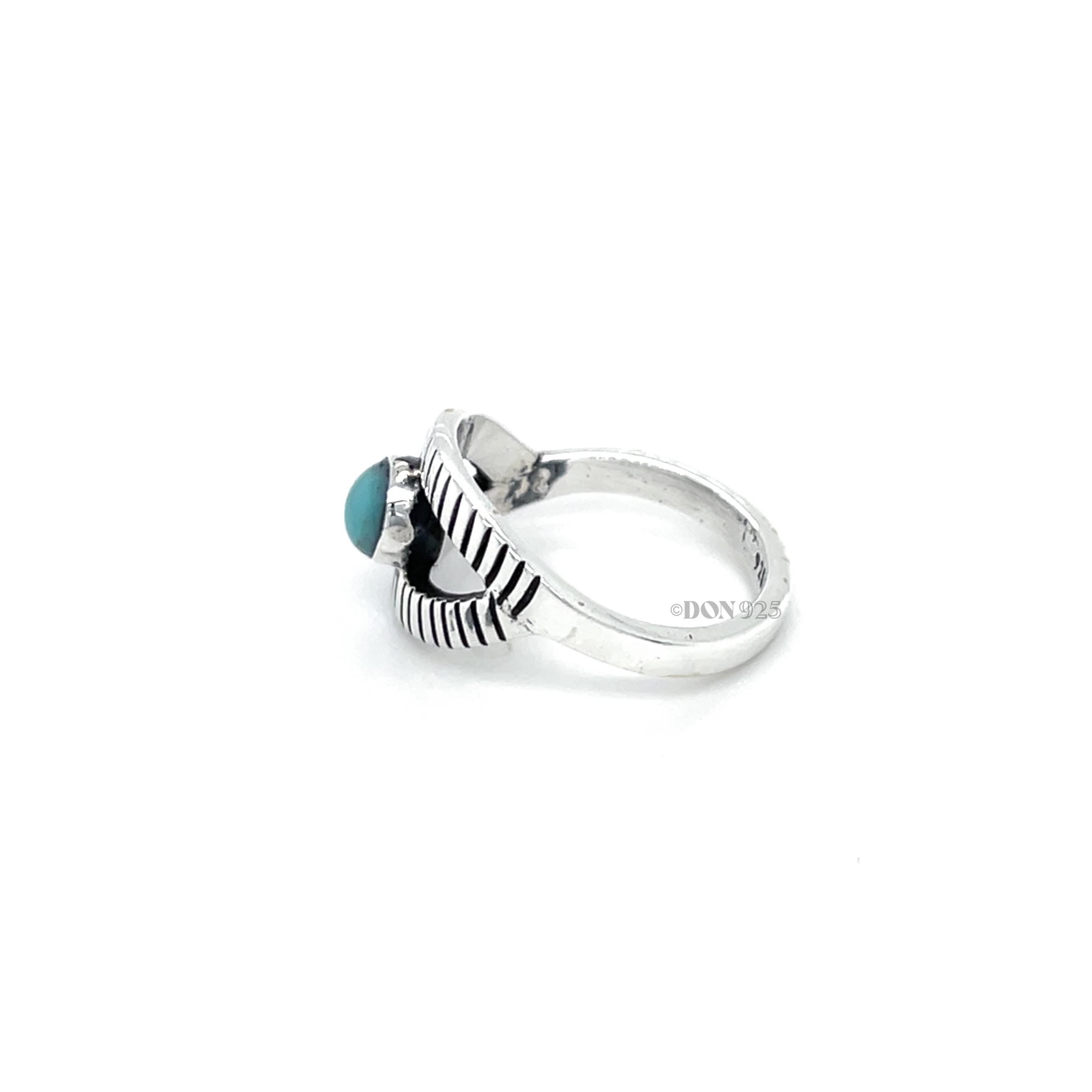 Sterling Silver Evil Eye Ring: Turquoise Boho Protection Jewelry