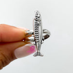 Sterling Silver Sardine Ring: Adjustable Nautical Fish Jewelry