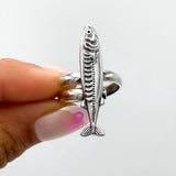 Sterling Silver Sardine Ring: Adjustable Nautical Fish Jewelry