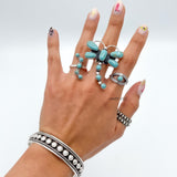 Sterling Silver Evil Eye Ring: Turquoise Boho Protection Jewelry