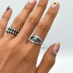 Sterling Silver Evil Eye Ring: Turquoise Boho Protection Jewelry