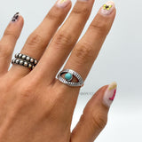 Sterling Silver Evil Eye Ring: Turquoise Boho Protection Jewelry