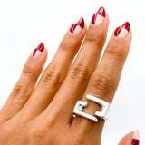 Sterling Silver Modernist Geometric Ring: Architectural Statement Jewelry