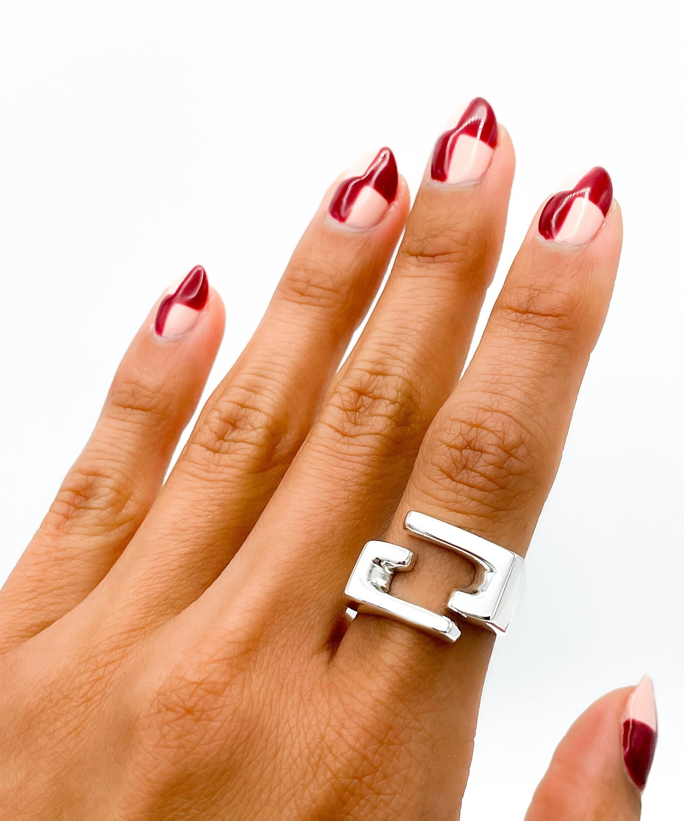 Sterling Silver Modernist Geometric Ring: Architectural Statement Jewelry