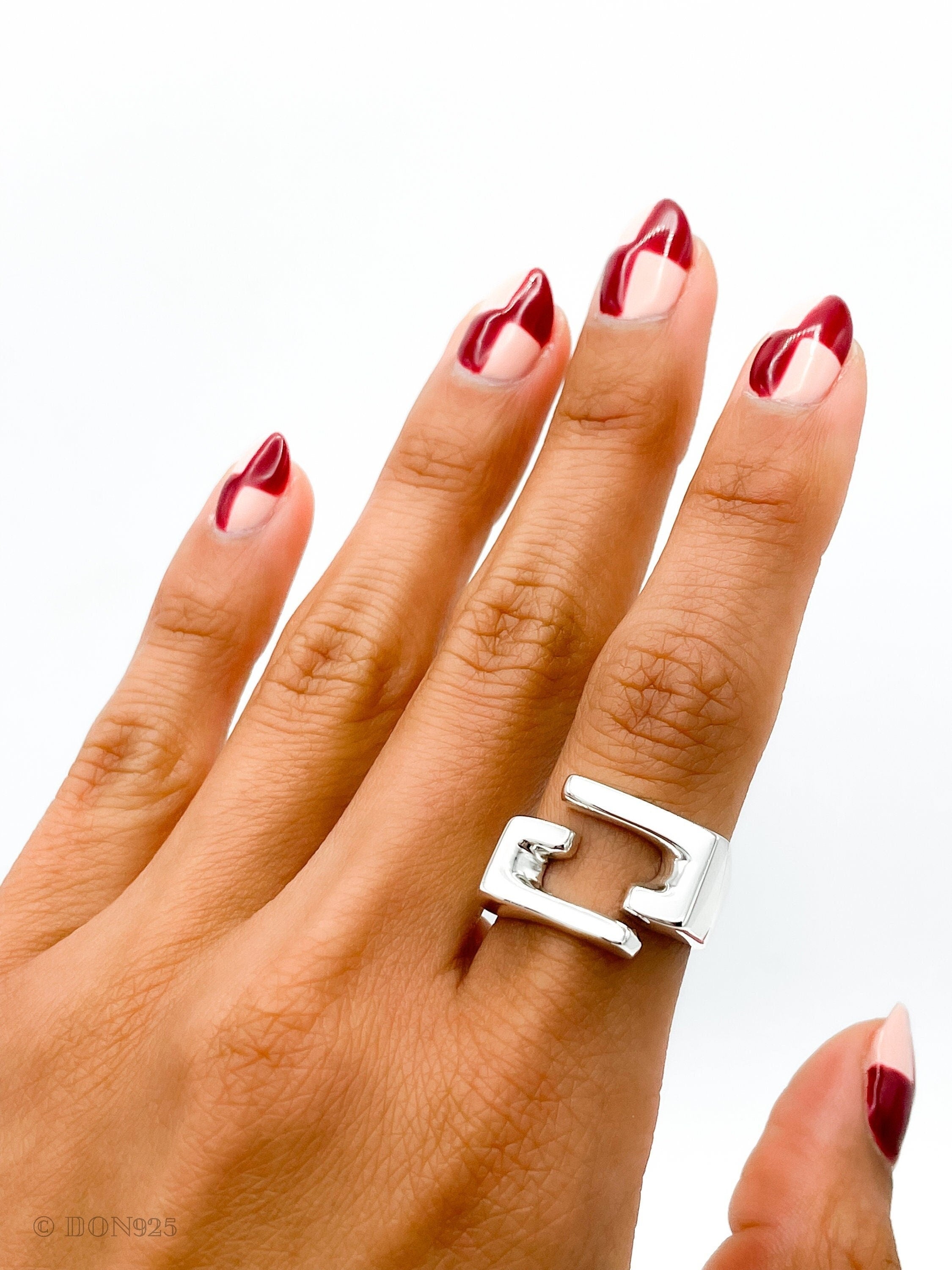 Sterling Silver Modernist Geometric Ring: Architectural Statement Jewelry