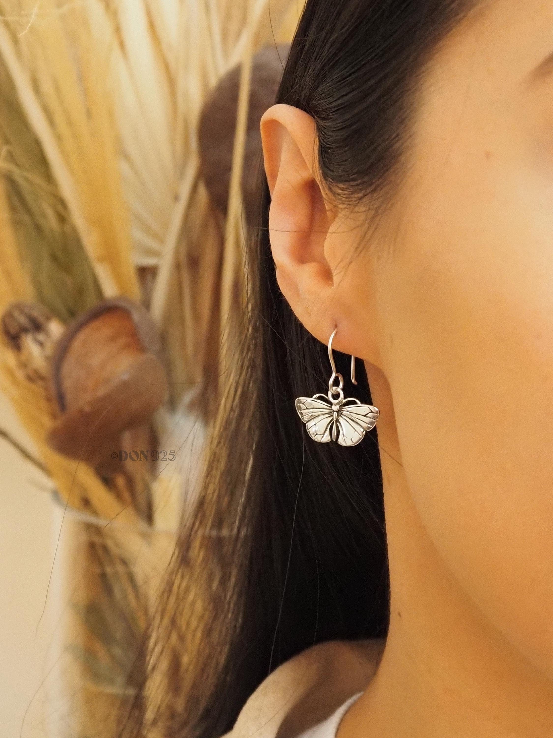 Sterling Silver Butterfly Earrings: Lightweight Insect Jewelry, Studs or Dangle