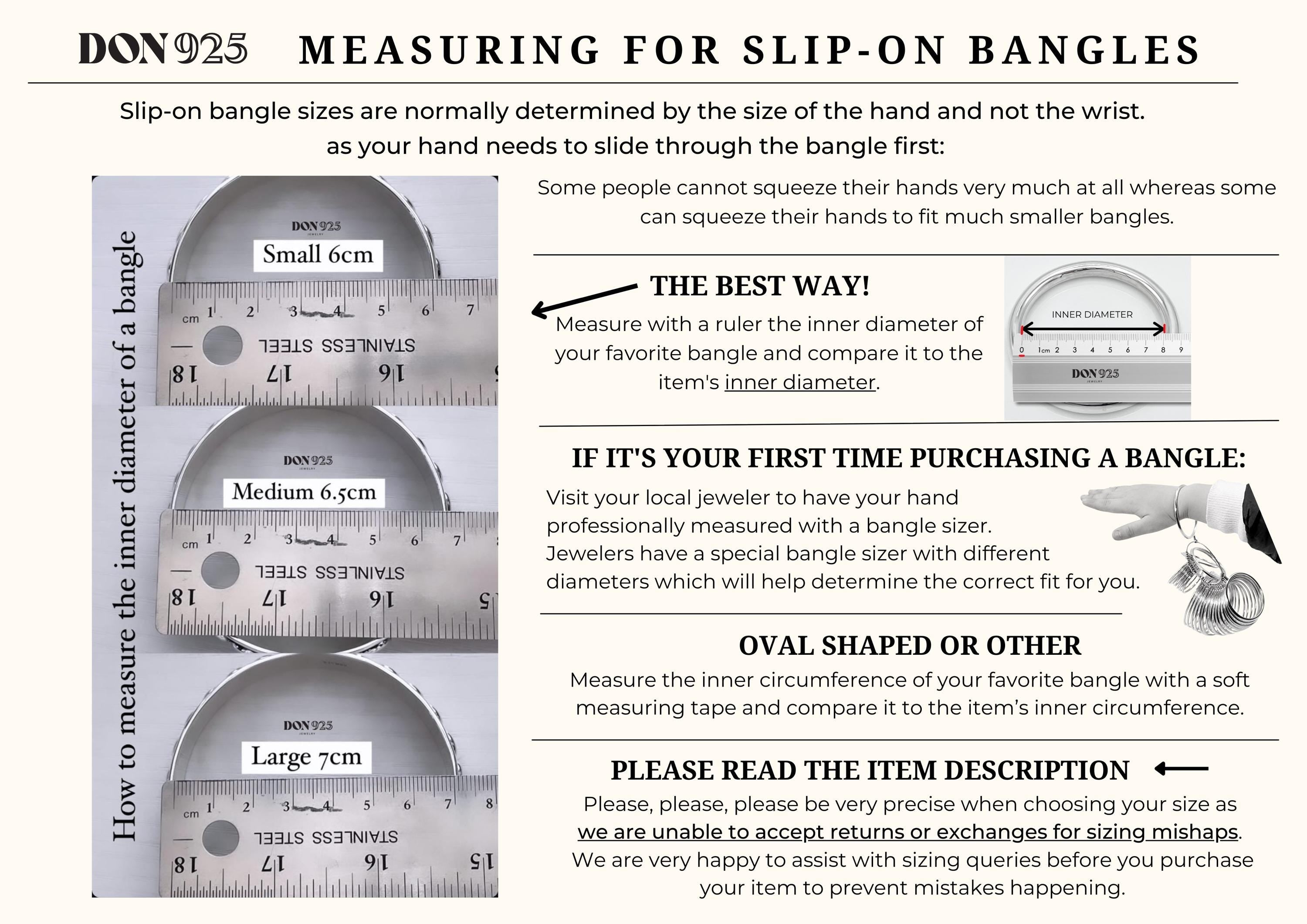 Sterling Silver 5mm Tube Slip-On Bangle Bracelet: Inclusive Sizes