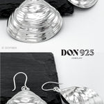 Big Sterling Silver Clam Shell Dangle Earrings
