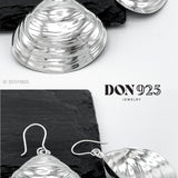 Big Sterling Silver Clam Shell Dangle Earrings