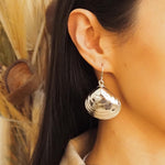 Big Sterling Silver Clam Shell Dangle Earrings