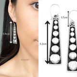Sterling Silver Studded Dangle Earrings: Western Geometric Dome Bubble Design
