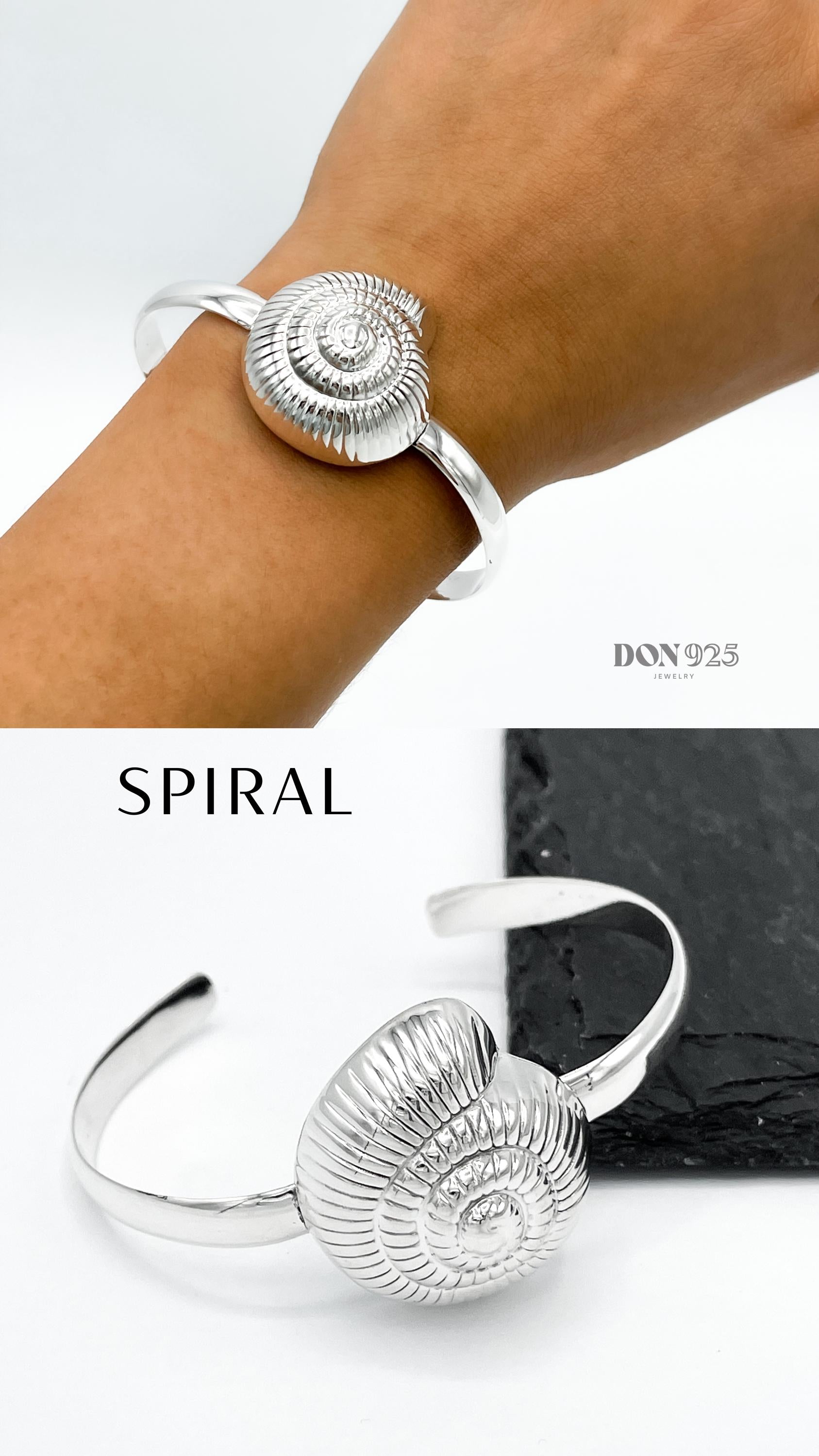 Sterling Silver Seashell Cuff Bracelet: Coastal Beach Jewelry