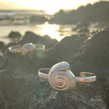 Sterling Silver Seashell Cuff Bracelet: Coastal Beach Jewelry