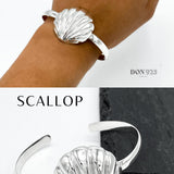 Sterling Silver Seashell Cuff Bracelet: Coastal Beach Jewelry