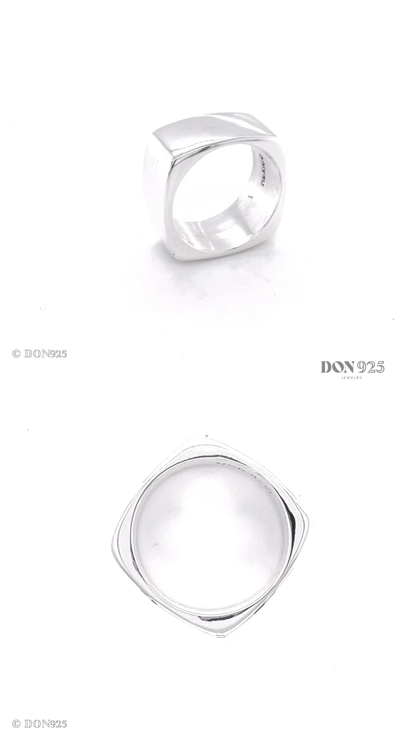 Sterling Silver Cube Signet Ring: Wide Geometric Chunky Modern Unisex Band