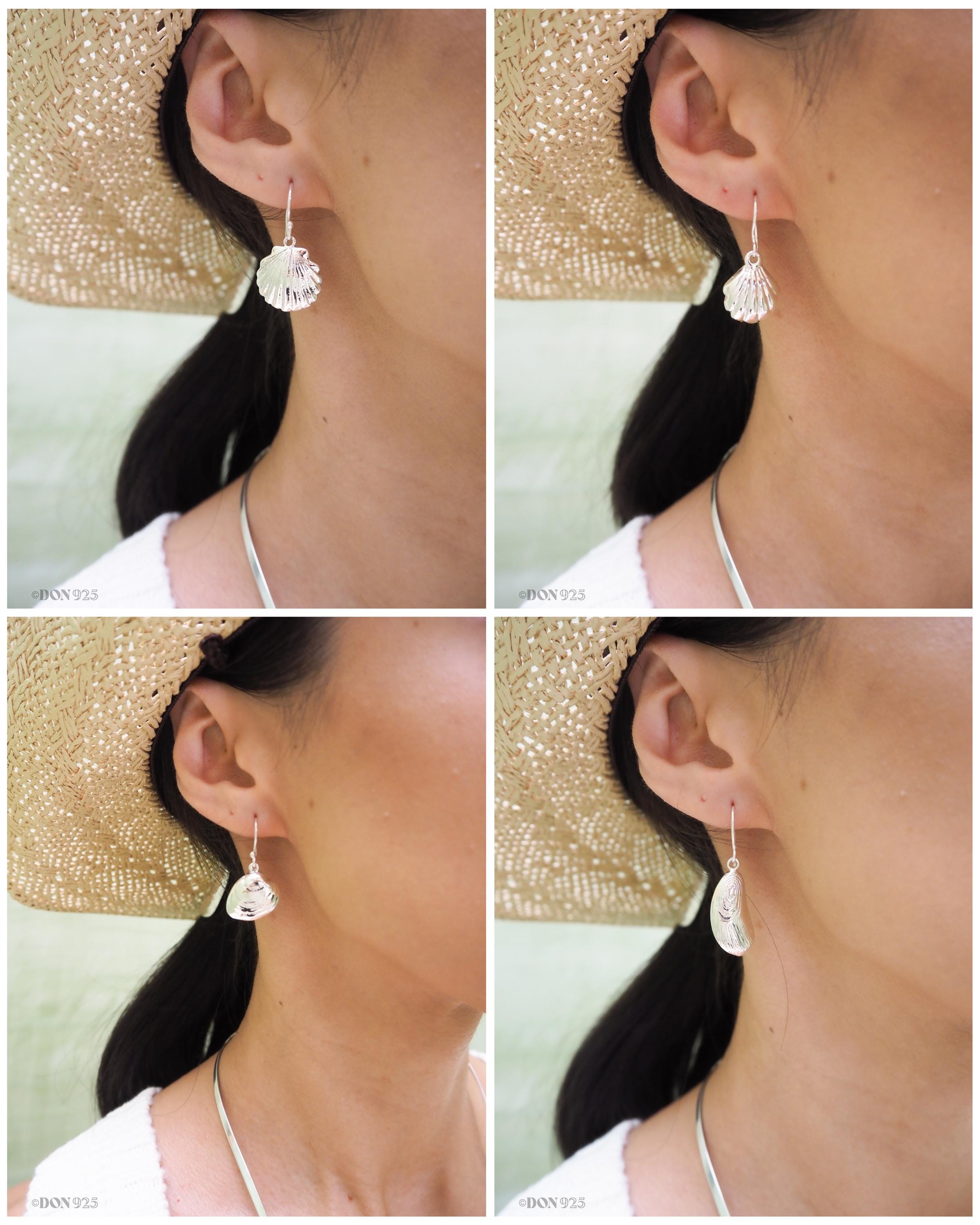 Sterling Silver Seashell Dangle Earrings: Lightweight Beach Jewelry