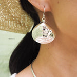 Big Sterling Silver Clam Shell Dangle Earrings