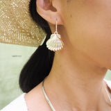 Large Sterling Silver Seashell Drop Earrings: Statement Beach Jewelry