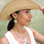 Large Sterling Silver Seashell Drop Earrings: Statement Beach Jewelry