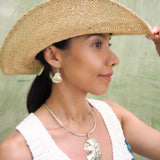 Large Sterling Silver Seashell Drop Earrings: Statement Beach Jewelry
