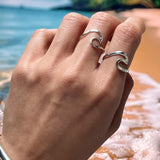 Sterling Silver Wave Ring: Midi Pinky, Dainty Beach Jewelry