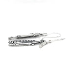 Sterling Silver Sardine Dangle Earrings: Beach Marine Jewelry
