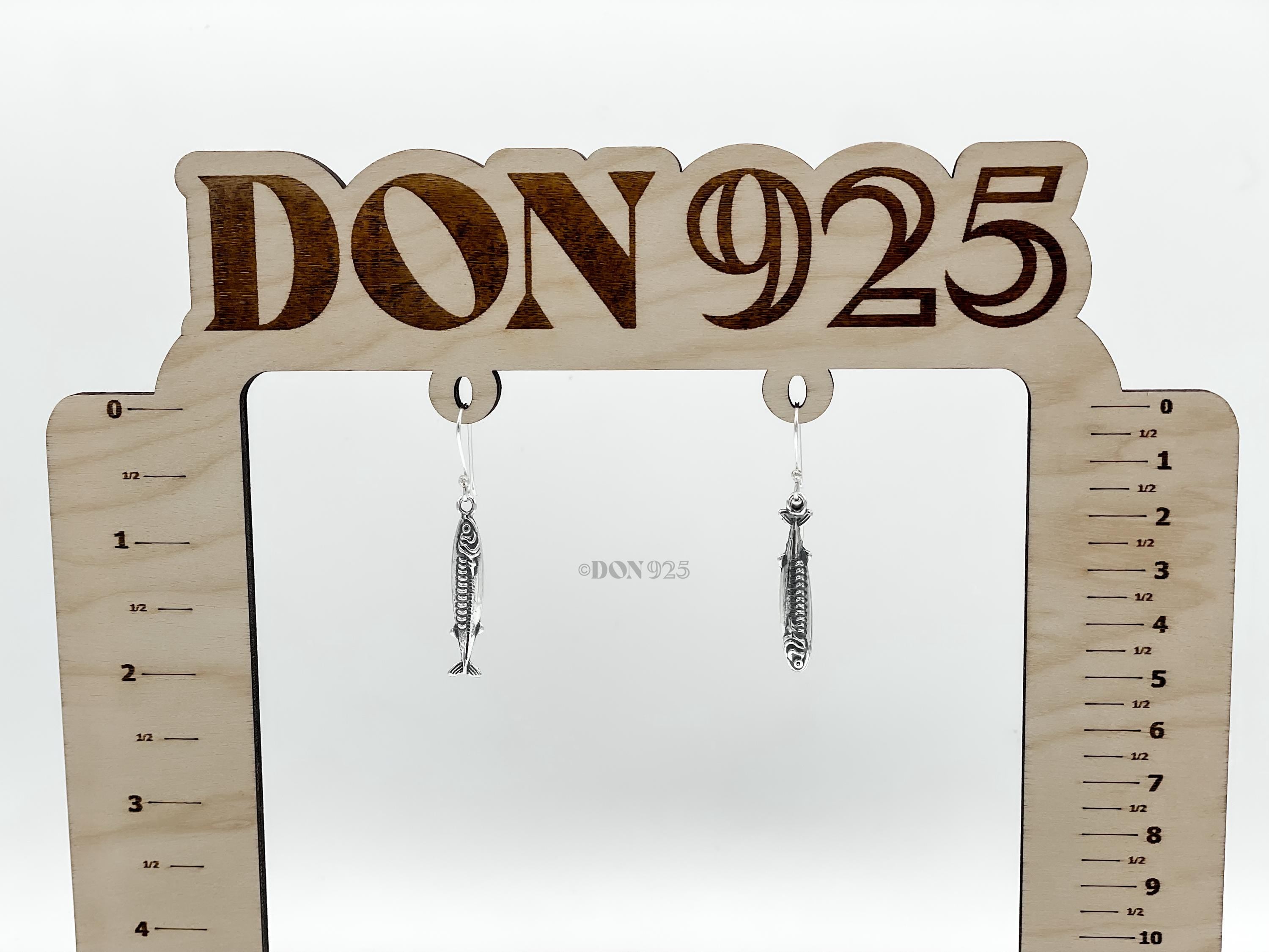 Sterling Silver Sardine Dangle Earrings: Beach Marine Jewelry