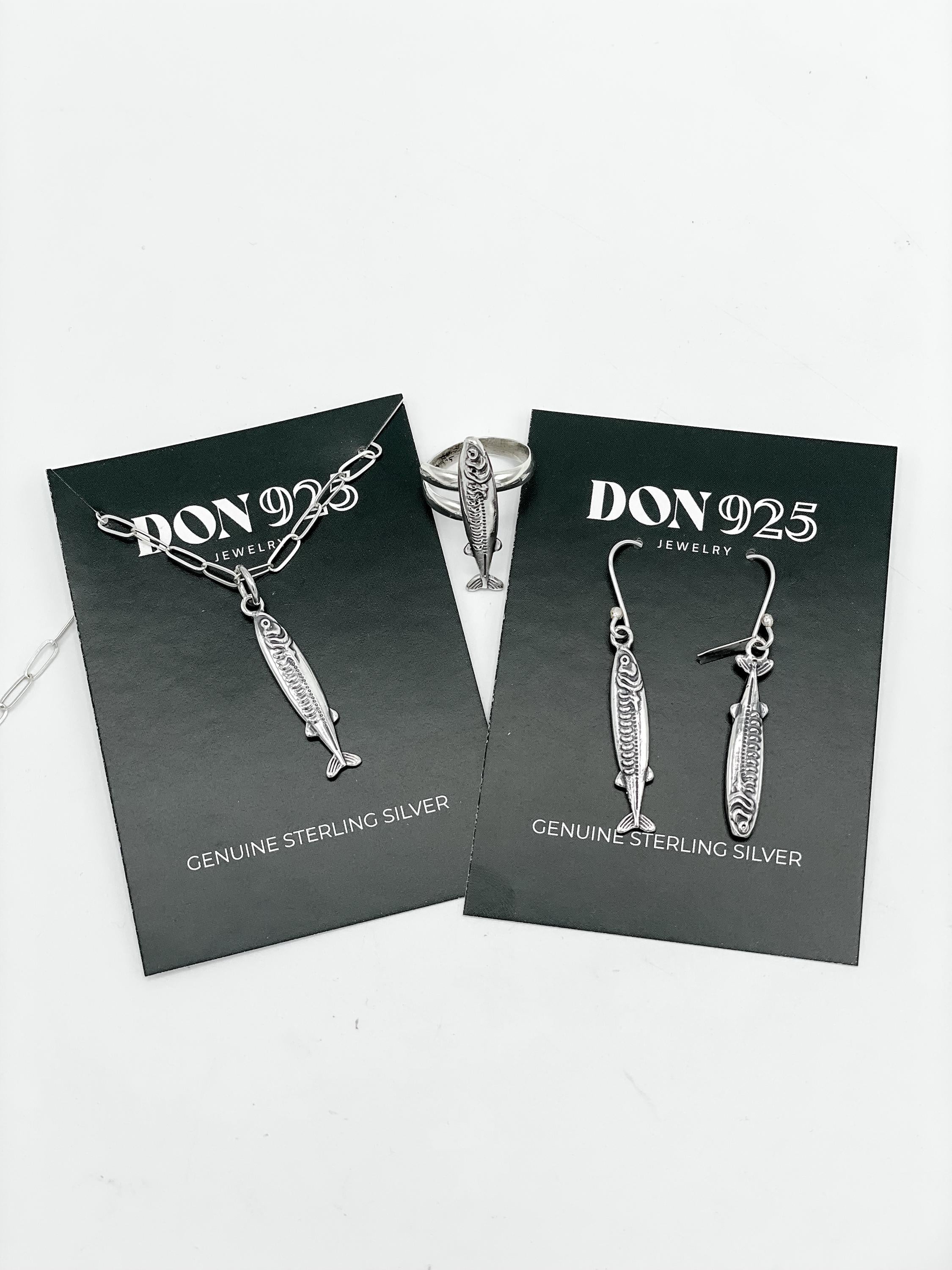 Sterling Silver Sardine Dangle Earrings: Beach Marine Jewelry