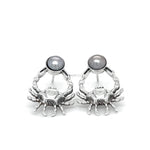 Pearl and Sterling Silver Crab Stud Earrings