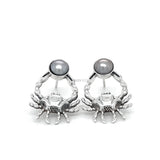 Pearl and Sterling Silver Crab Stud Earrings