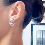 Pearl and Sterling Silver Crab Stud Earrings