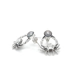 Pearl and Sterling Silver Crab Stud Earrings