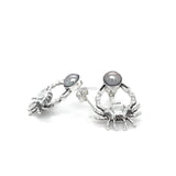 Pearl and Sterling Silver Crab Stud Earrings