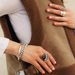 Sterling Silver Southwestern Studded Bangle: Inclusive Sizes