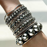 Sterling Silver Southwestern Studded Bangle: Inclusive Sizes