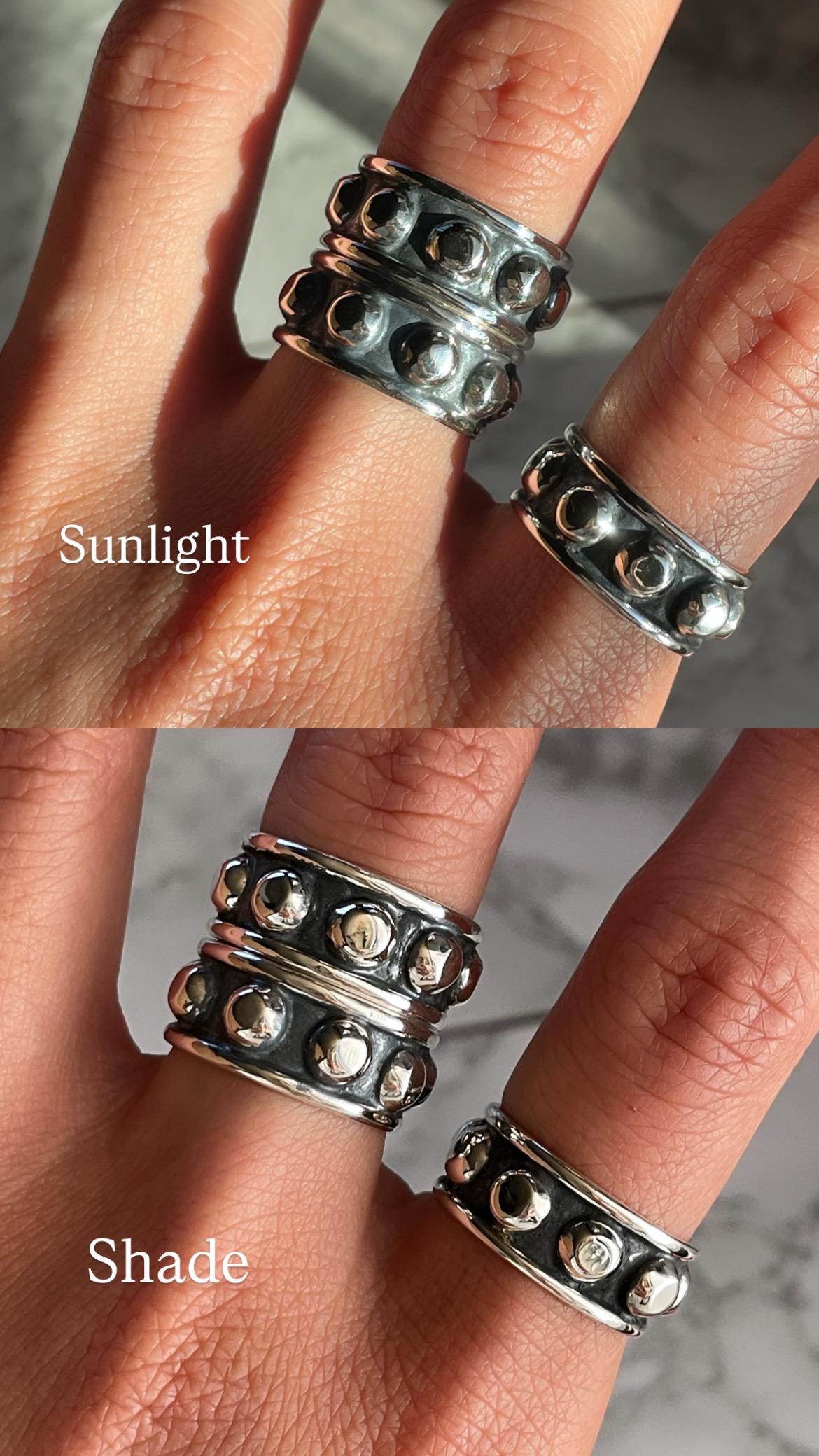 Sterling Silver Studded Ring: Beaded Western Rustic Band