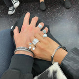 Sterling Silver Three Dots Ring: Geometric Modern Statement Design