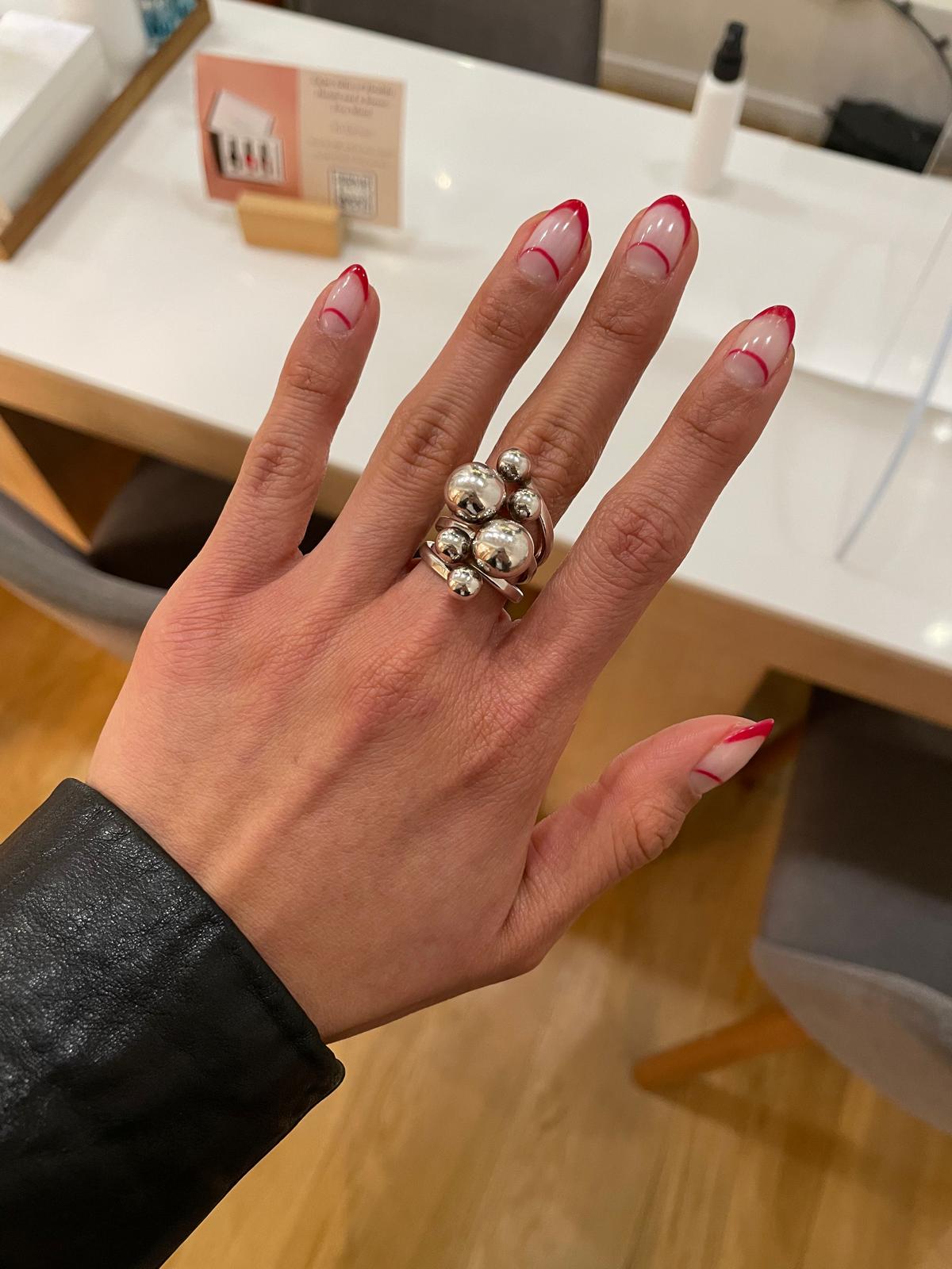 Sterling Silver Bubbles Ring: Chunky Geometric Spheres Statement Jewelry, ORIGINAL DESIGN