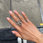 Sterling Silver Bubbles Ring: Chunky Geometric Spheres Statement Jewelry, ORIGINAL DESIGN